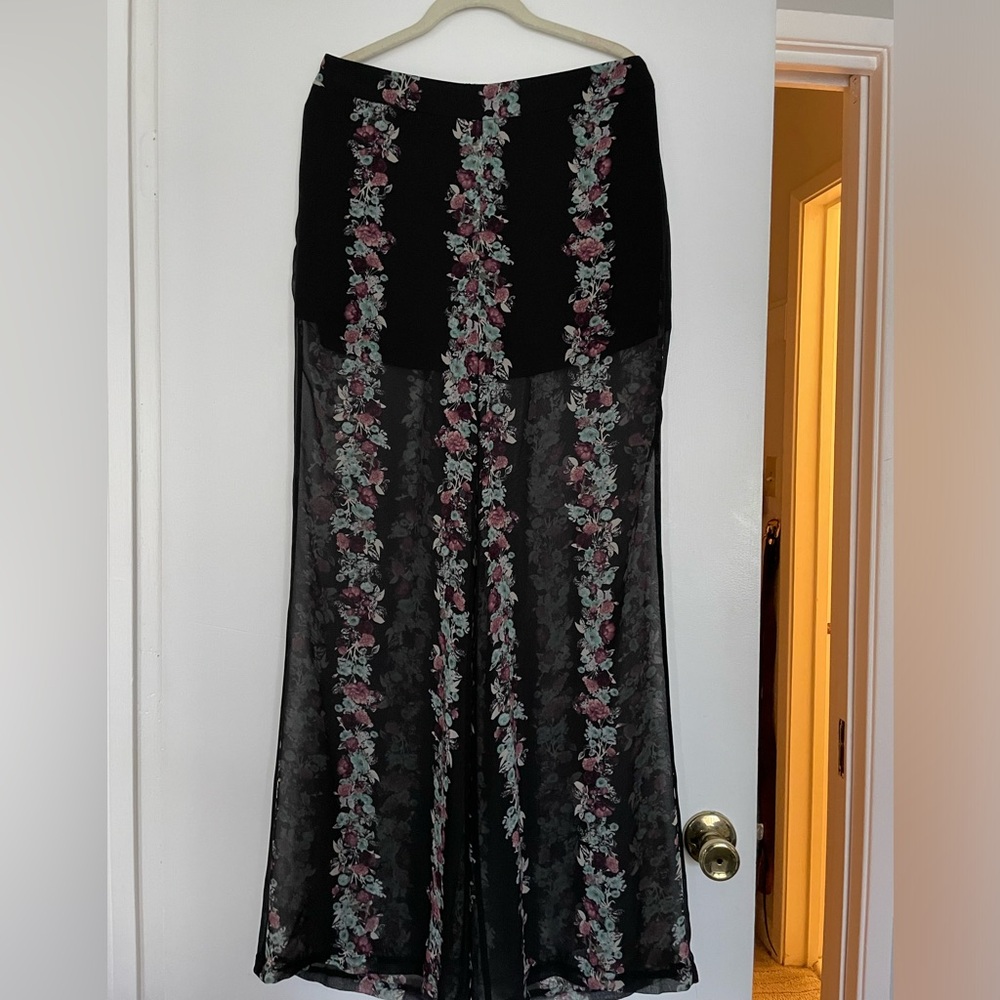 Sheer black floral pants